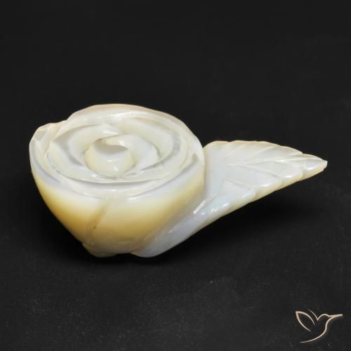 Mother of Pearl Gemstone in 24.7 x 14.7 mm Size for Sale, Mother of Pearl Stone in Pearl White Color