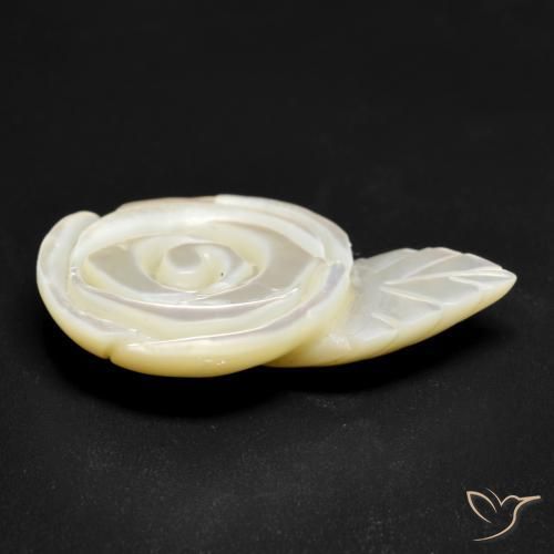 Mother of Pearl Gemstone in 28.5 x 19.6 mm Size for Sale, Mother of Pearl Stone in Pearl White Color