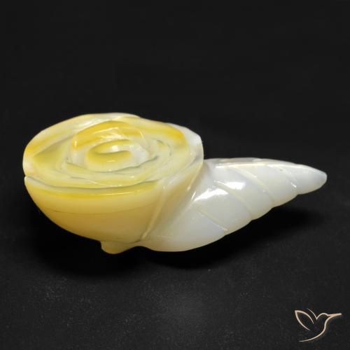 Mother of Pearl Gemstone in 28.2 x 17.3 mm Size for Sale, Mother of Pearl Stone in Light Yellow Color