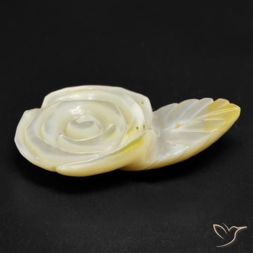 Mother of Pearl Gemstone in 28.5 x 18.3 mm Size for Sale, Mother of Pearl Stone in Light Yellow Color