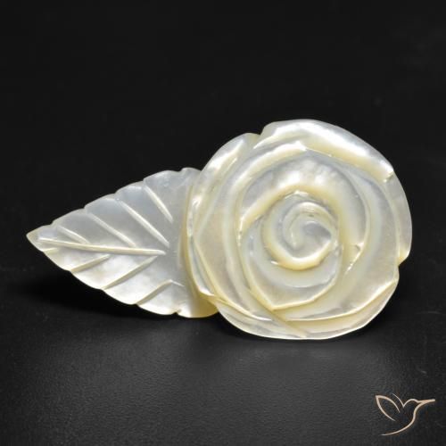 18.49ct Natural Pearl White Mother of Pearl, Flower Cut, Opaque