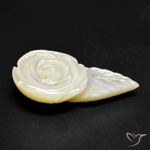 Mother of Pearl Gemstone in 29.4 x 16.9 mm Size for Sale, Mother of Pearl Stone in Pearl White Color