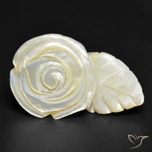 19.38ct Natural Pearl White Mother of Pearl, Flower Cut, Opaque