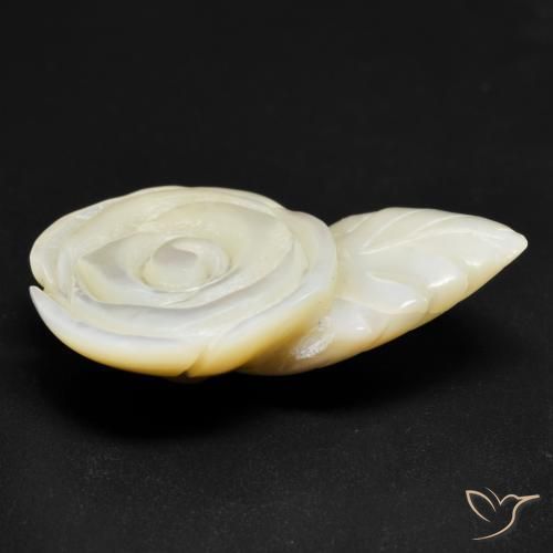 Mother of Pearl Gemstone in 27.8 x 17.4 mm Size for Sale, Mother of Pearl Stone in Pearl White Color