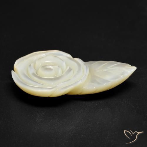 Mother of Pearl Gemstone in 29.3 x 17.1 mm Size for Sale, Mother of Pearl Stone in Pearl White Color