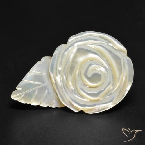 21.17ct Natural Pearl White Mother of Pearl, Flower Cut, Opaque