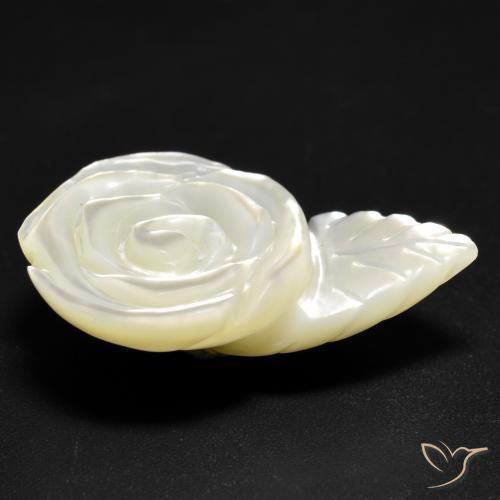Mother of Pearl Gemstone in 24.8 x 15.9 mm Size for Sale, Mother of Pearl Stone in Pearl White Color