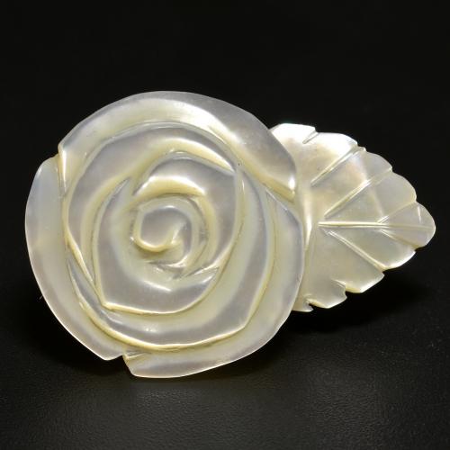 16.68 ct White Mother of Pearl Stone, Natural Mother of Pearl in Carved Rose Shape for Sale