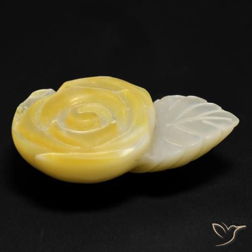 Mother of Pearl Gemstone in 26.8 x 17 mm Size for Sale, Mother of Pearl Stone in Medium Yellow Color