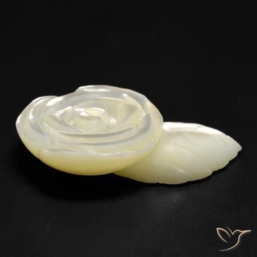 Mother of Pearl Gemstone in 28.6 x 18.5 mm Size for Sale, Mother of Pearl Stone in Pearl White Color