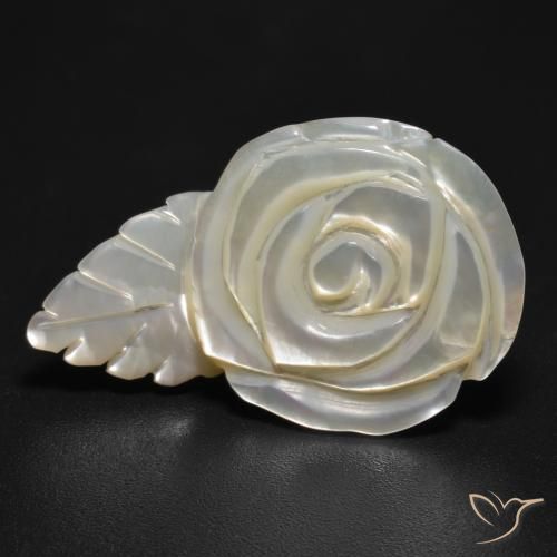 11.41ct Natural Pearl White Mother of Pearl, Flower Cut, Opaque