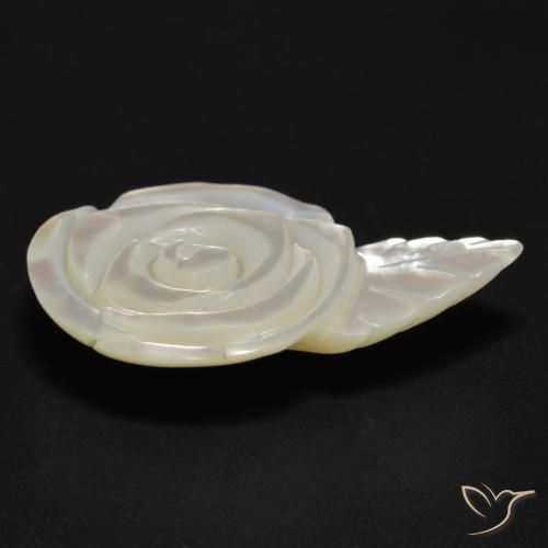 Mother of Pearl Gemstone in 26.6 x 16.9 mm Size for Sale, Mother of Pearl Stone in Pearl White Color
