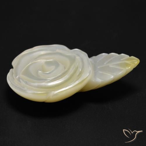 Mother of Pearl Gemstone in 27.8 x 17.9 mm Size for Sale, Mother of Pearl Stone in Pearl White Color