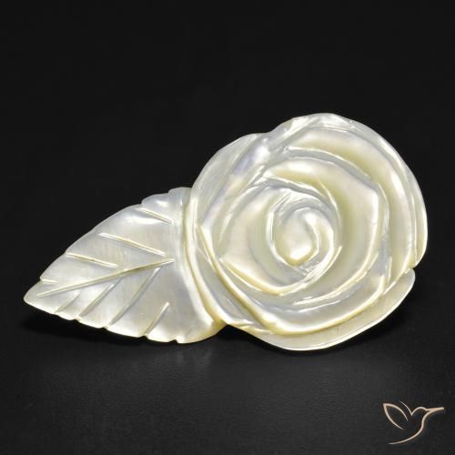 14.35ct Natural Pearl White Mother of Pearl, Flower Cut, Opaque