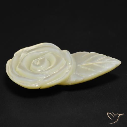 Mother of Pearl Gemstone in 28.1 x 15.9 mm Size for Sale, Mother of Pearl Stone in Pearl White Color