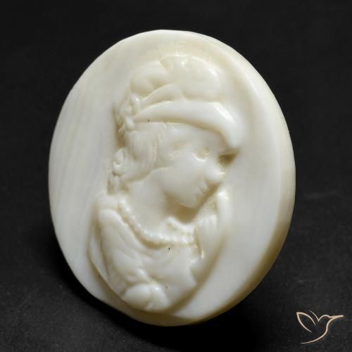 Mother of Pearl Gemstone in 25.1 mm Size for Sale, Mother of Pearl Stone in Cream White Color