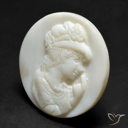 Mother of Pearl Gemstone in 24.5 mm Size for Sale, Mother of Pearl Stone in Pearl White Color