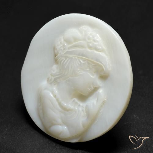 Mother of Pearl Gemstone in 25 mm Size for Sale, Mother of Pearl Stone in Pearl White Color