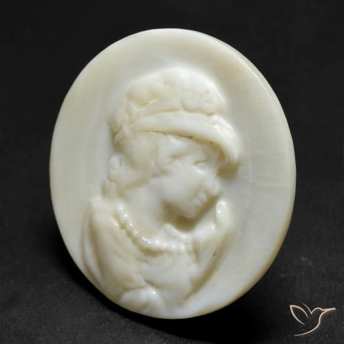 Mother of Pearl Gemstone in 25 mm Size for Sale, Mother of Pearl Stone in Warm White Color