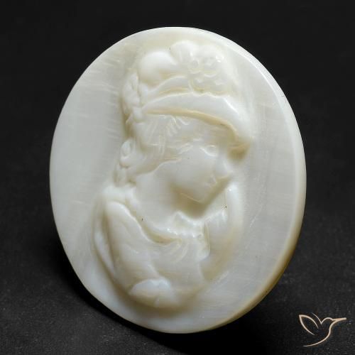 Mother of Pearl Gemstone in 25.4 mm Size for Sale, Mother of Pearl Stone in Pearl White Color