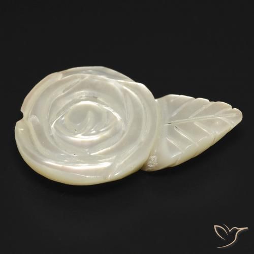 Mother of Pearl Gemstone in 23.6 x 15.5 mm Size for Sale, Mother of Pearl Stone in Pearl White Color