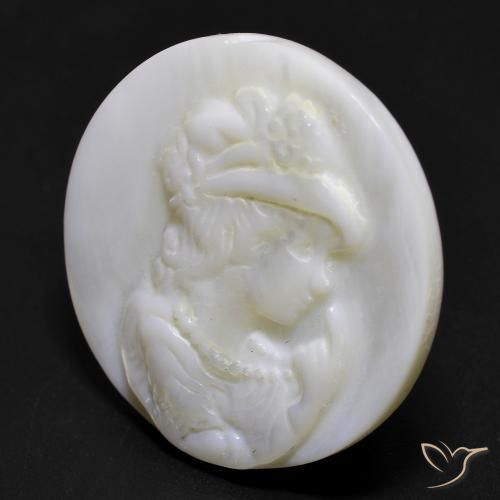 Mother of Pearl Gemstone in 24.4 mm Size for Sale, Mother of Pearl Stone in Pearl White Color