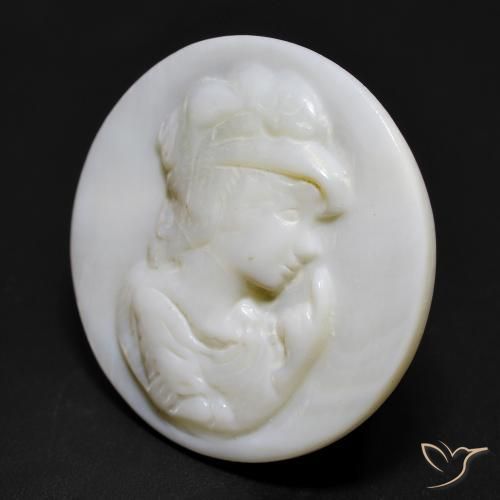 Mother of Pearl Gemstone in 25.3 mm Size for Sale, Mother of Pearl Stone in Pearl White Color