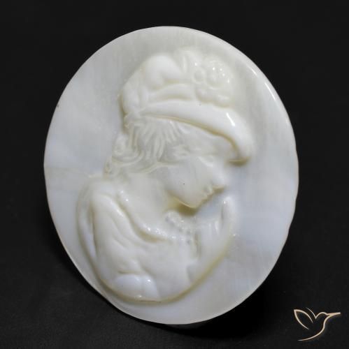 Mother of Pearl Gemstone in 25.1 mm Size for Sale, Mother of Pearl Stone in Pearl White Color