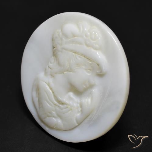 Mother of Pearl Gemstone in 25 mm Size for Sale, Mother of Pearl Stone in Pearl White Color