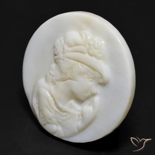 Mother of Pearl Gemstone in 25.3 mm Size for Sale, Mother of Pearl Stone in Pearl White Color