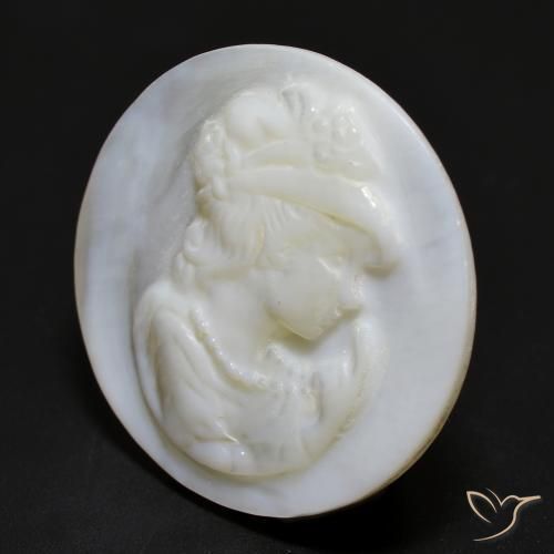 Mother of Pearl Gemstone in 25.1 mm Size for Sale, Mother of Pearl Stone in Pearl White Color