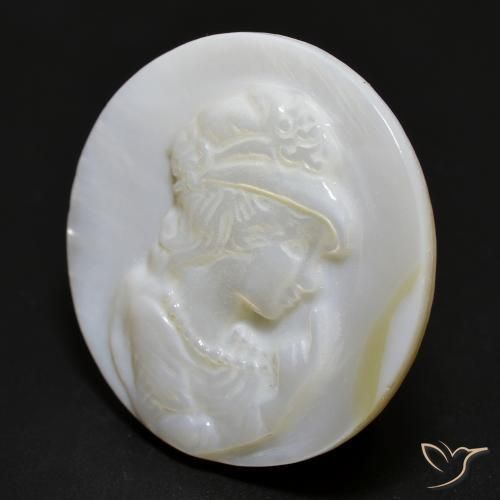 Mother of Pearl Gemstone in 25.1 mm Size for Sale, Mother of Pearl Stone in Pearl White Color