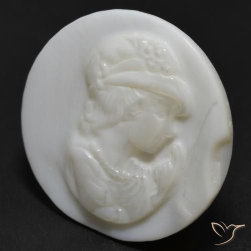 Mother of Pearl Gemstone in 25.6 mm Size for Sale, Mother of Pearl Stone in Pearl White Color