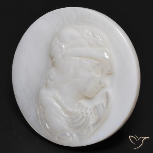 Mother of Pearl Gemstone in 25.1 mm Size for Sale, Mother of Pearl Stone in Pearl White Color