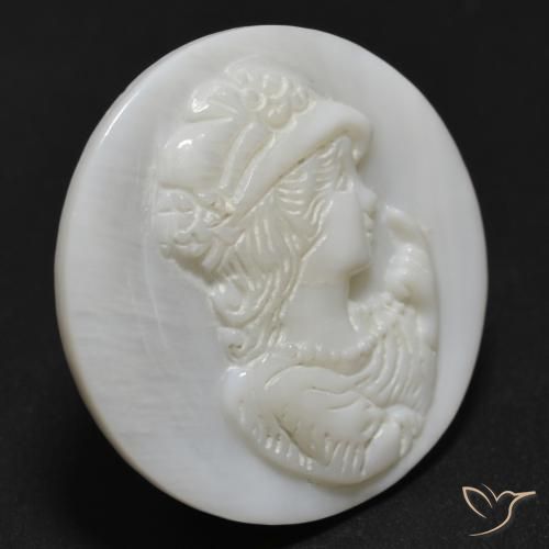 Mother of Pearl Gemstone in 25.1 mm Size for Sale, Mother of Pearl Stone in Pearl White Color