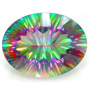 7.93 ct Multicolor Mystic Quartz Gemstone, Mystic Quartz Gem in Oval Concave Cut Shape for Sale.