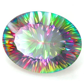 7.93 ct Multicolor Mystic Quartz Stone, Natural Mystic Quartz in Oval Concave Cut Shape for Sale