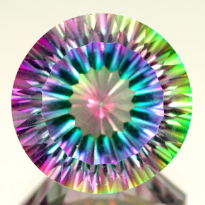 12.83 ct Multicolor Mystic Quartz Gemstone, Mystic Quartz Gem in Round Concave Cut Shape for Sale.