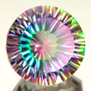 12.83 ct Multicolor Mystic Quartz Stone, Natural Mystic Quartz in Round Concave Cut Shape for Sale