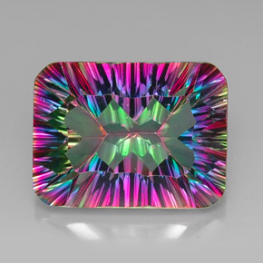 21.30 ct Multicolor Mystic Quartz Gemstone, Mystic Quartz Gem in Octagon Concave Cut Shape for Sale.