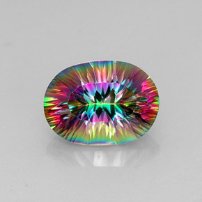 13.12 ct Multicolor Mystic Quartz Gemstone, Mystic Quartz Gem in Oval Concave Cut Shape for Sale.