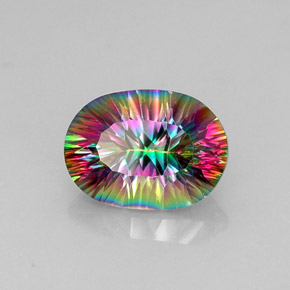 13.12 ct Multicolor Mystic Quartz Stone, Natural Mystic Quartz in Oval Concave Cut Shape for Sale