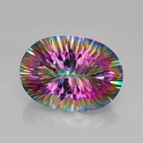 12.09 ct Multicolor Mystic Quartz Gemstone, Mystic Quartz Gem in Oval Concave Cut Shape for Sale.