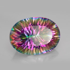 12.09 ct Multicolor Mystic Quartz Stone, Natural Mystic Quartz in Oval Concave Cut Shape for Sale