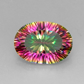 11.32 ct Multicolor Mystic Quartz Gemstone, Mystic Quartz Gem in Oval Concave Cut Shape for Sale.