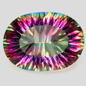 12.22 ct Multicolor Mystic Quartz Gemstone, Mystic Quartz Gem in Oval Concave Cut Shape for Sale.