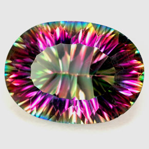 12.22 ct Multicolor Mystic Quartz Stone, Natural Mystic Quartz in Oval Concave Cut Shape for Sale