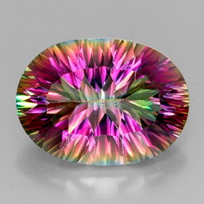 12.17 ct Multicolor Mystic Quartz Gemstone, Mystic Quartz Gem in Oval Concave Cut Shape for Sale.