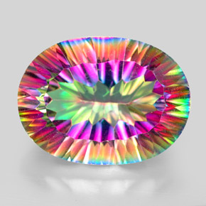 13.00 ct Multicolor Mystic Quartz Gemstone, Mystic Quartz Gem in Oval Concave Cut Shape for Sale.