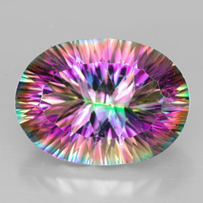 13.22 ct Multicolor Mystic Quartz Gemstone, Mystic Quartz Gem in Oval Concave Cut Shape for Sale.